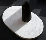Fin - view 2 by John Joekes, Sculpture, Carrara Marble and Serpentine