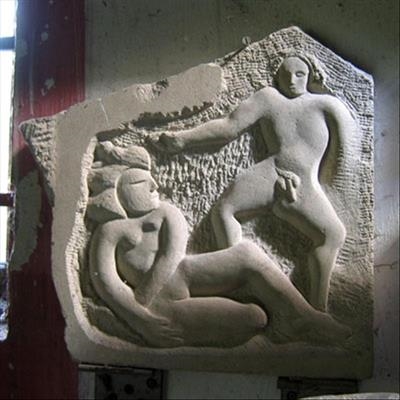 Relief (Lovers) by John Joekes - Sculpture  Limestone