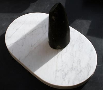 Fin - view 2 by John Joekes - Sculpture  Carrara Marble and Serpentine