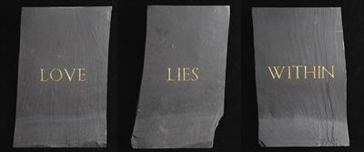 LOVE LIES WITHIN by John Joekes - Sculpture  Slate with Gold Leaf